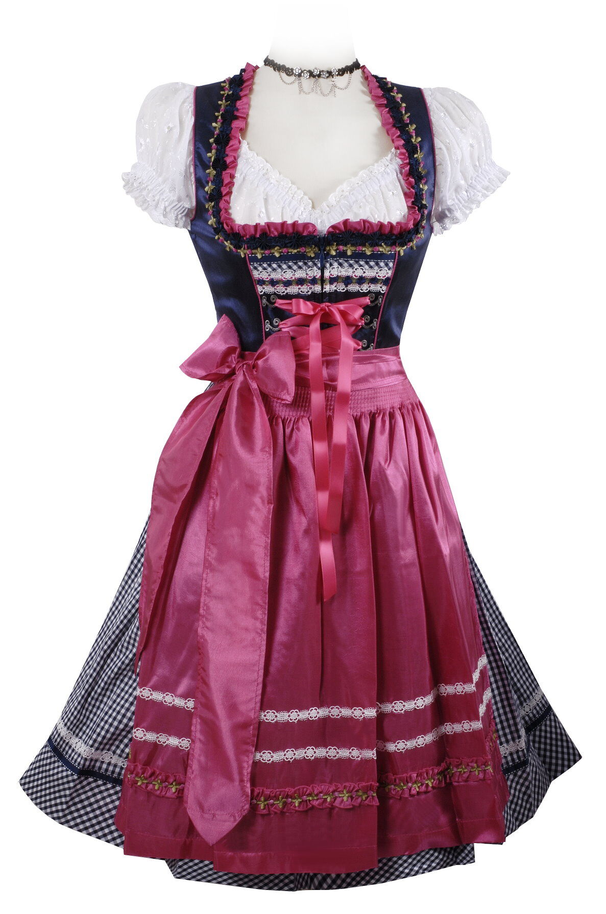 Fesches Wiesn-Dirndl - Mini-Dirndl kurzes Dirndl kariert Blau Marine Pink Fesches Wiesn-Dirndl - Mini-Dirndl kurzes Dirndl kariert Blau Marine Pink