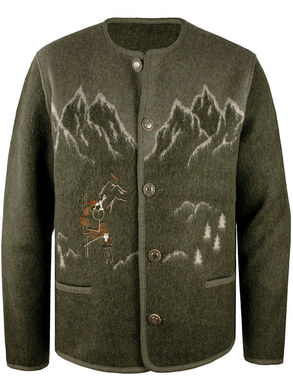 PREMIUM Trachtenstrickjacke Herren 100% Schurwolle Trachtenjanker Braun/Oliv PREMIUM Trachtenstrickjacke Herren 100% Schurwolle Trachtenjanker Braun/Oliv