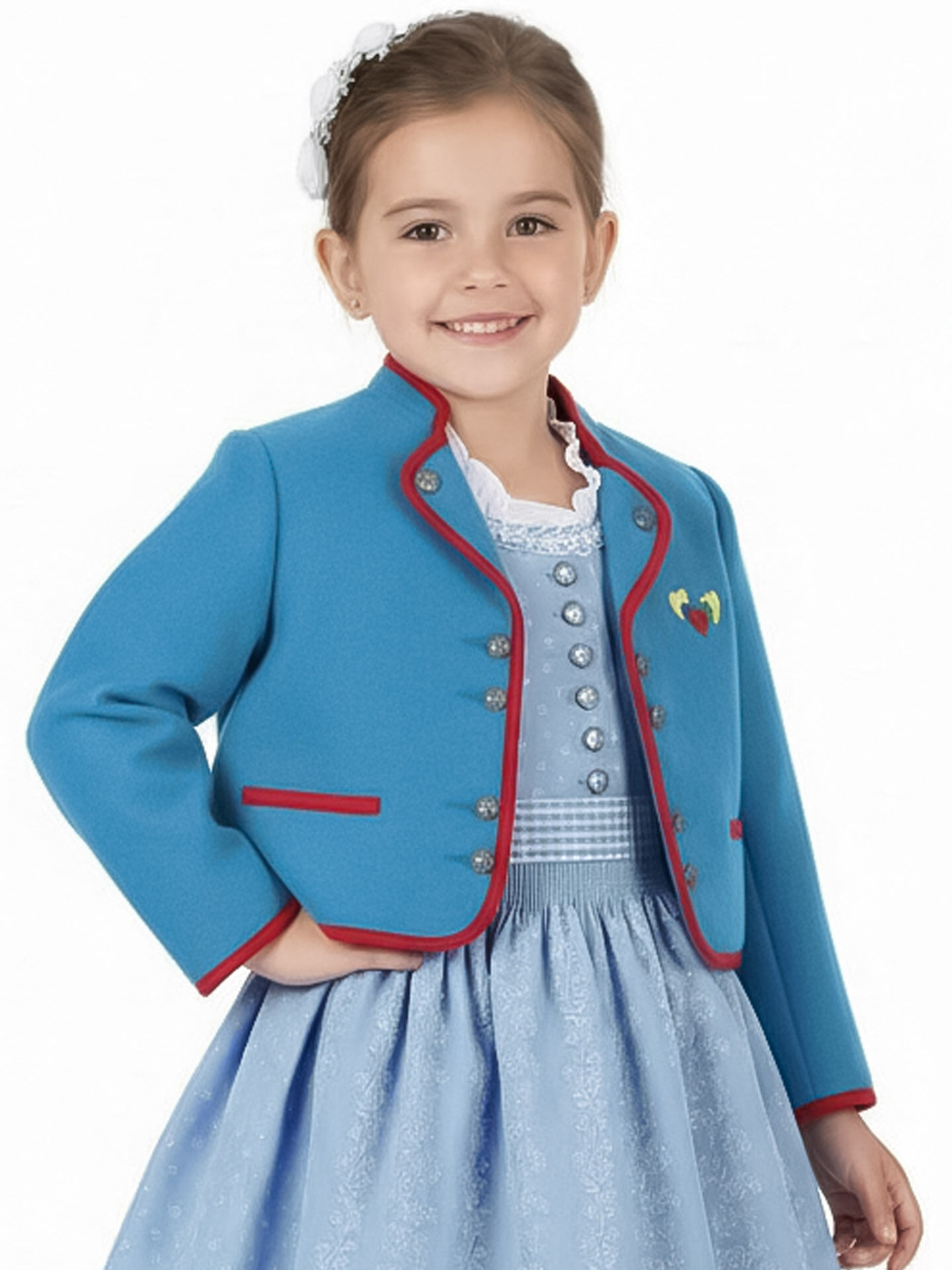 Trachtenjacke Mädchen Madl 100% Merinowolle Eisvogel Blau