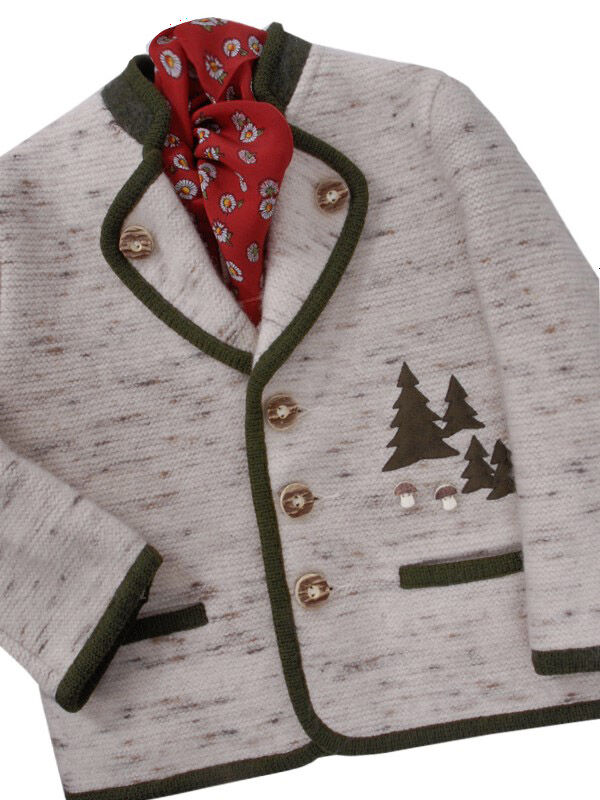 Trachtenjacke Jungen/Buben 100% Merinowolle Tannen Natur-Grün