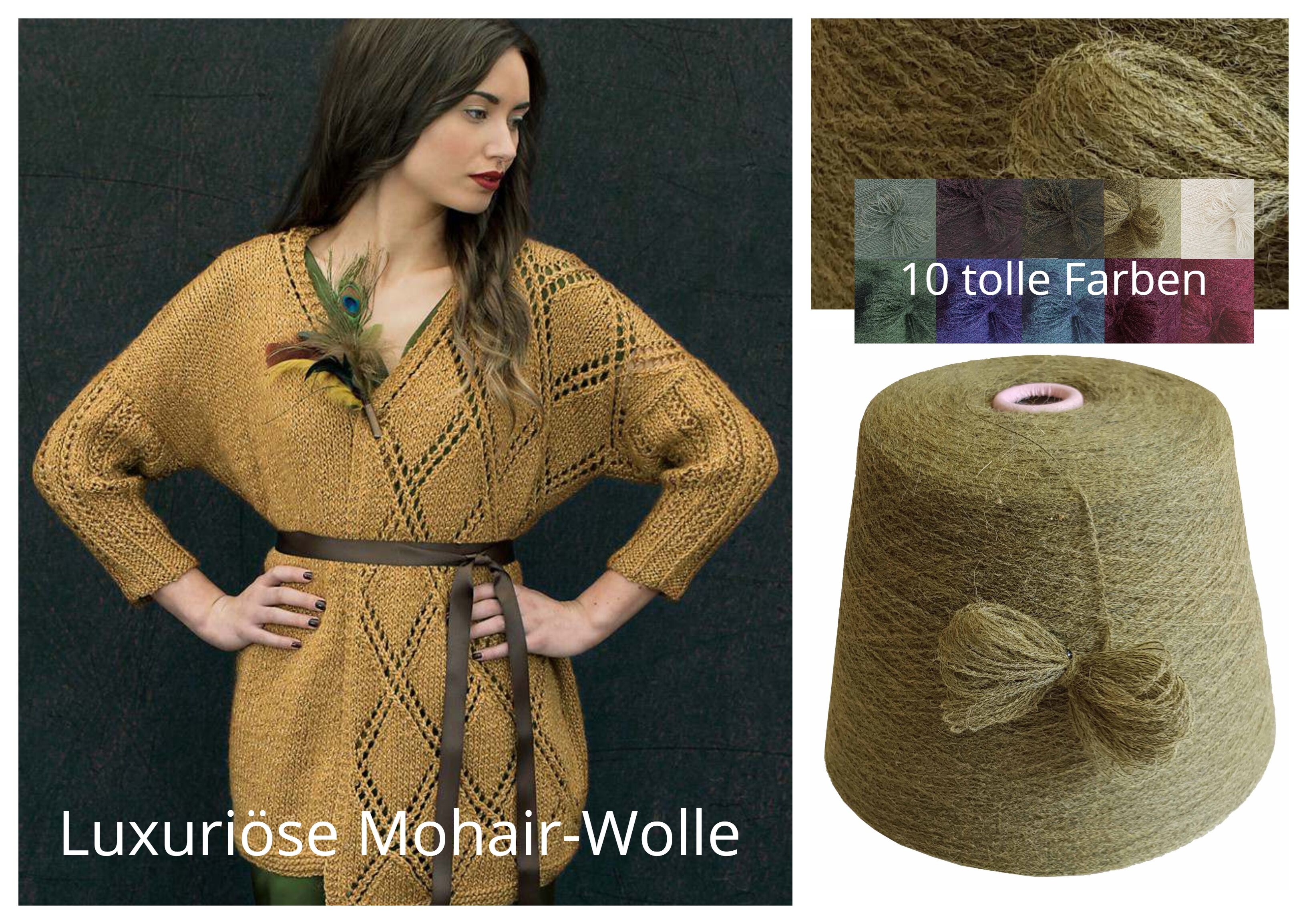 PREMIUM MOHAIR/SCHURWOLLE/Mix - STRICKWOLLE - 1 Konen/800 Gramm Messing Gold PREMIUM MOHAIR/SCHURWOLLE/Mix - STRICKWOLLE - 1 Konen/800 Gramm Messing Gold