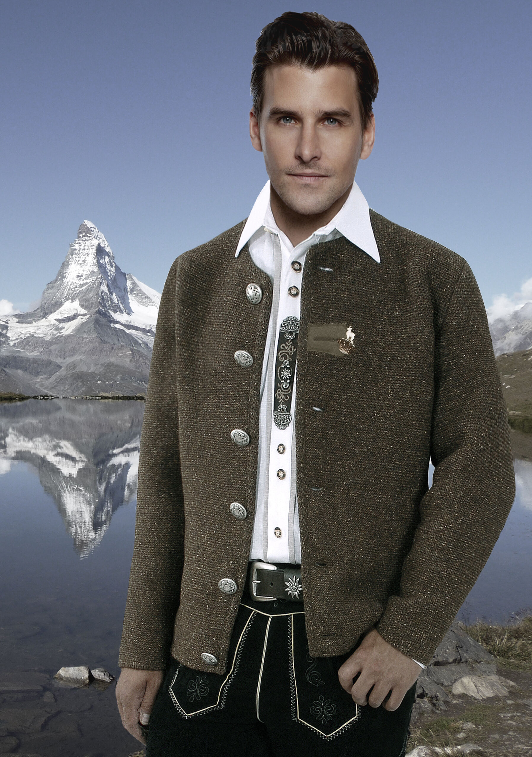 PREMIUM Trachtenstrickjacke Herren 100% Schurwolle Trachtenjanker Braun PREMIUM Trachtenstrickjacke Herren 100% Schurwolle Trachtenjanker Braun
