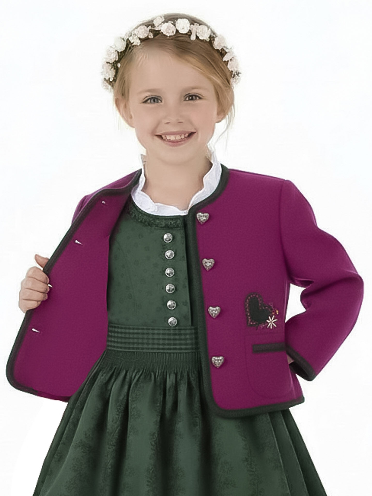 Trachtenjacke Mädchen Madl 100% Merinowolle Violett