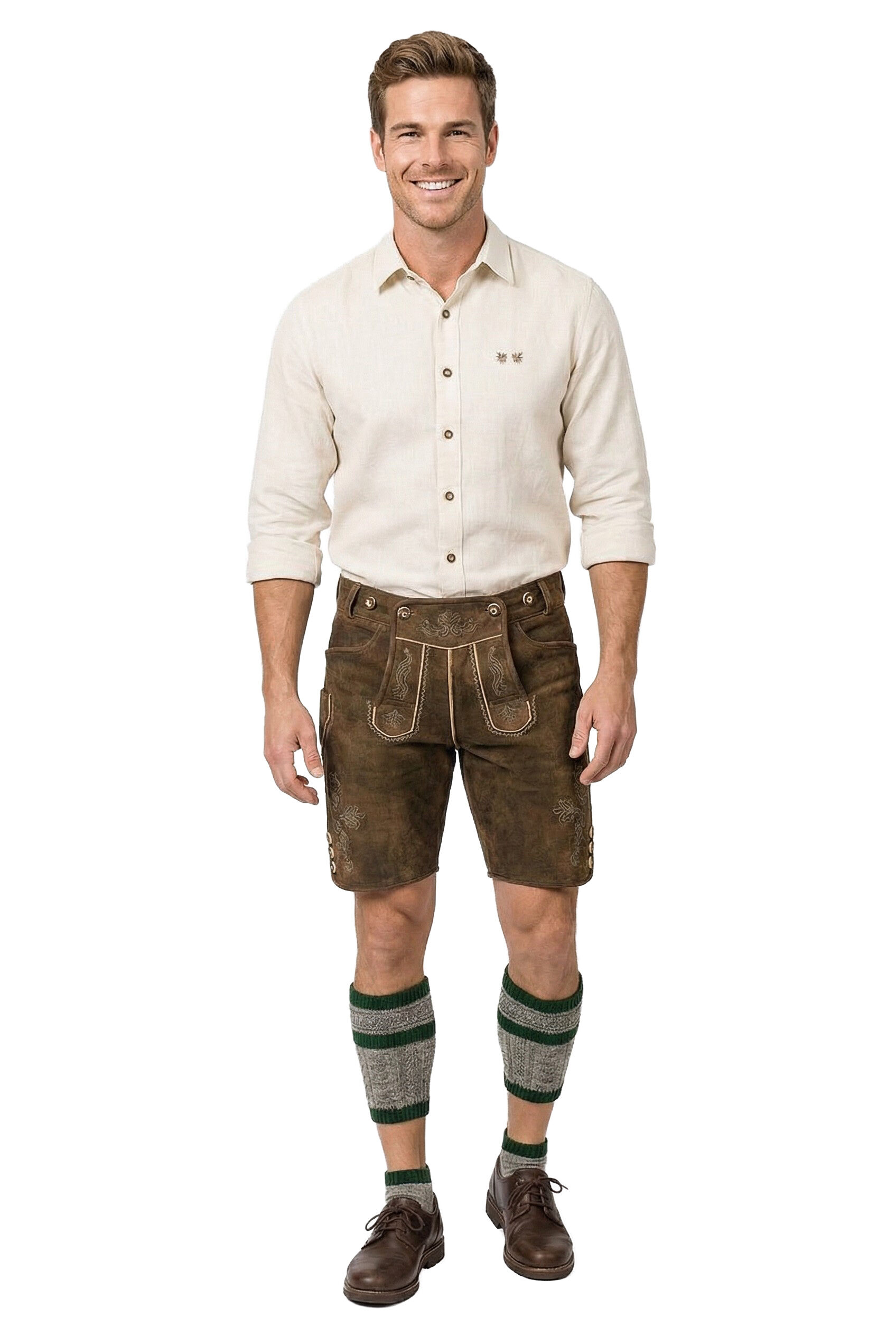 Trachtenstutzen Herren Wadenwärmer Tracht Loferl zur Lederhose Grau-Grün