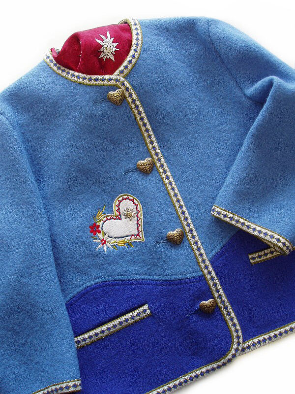 Trachtenjacke Mädchen Madl 100% Merinowolle Blau