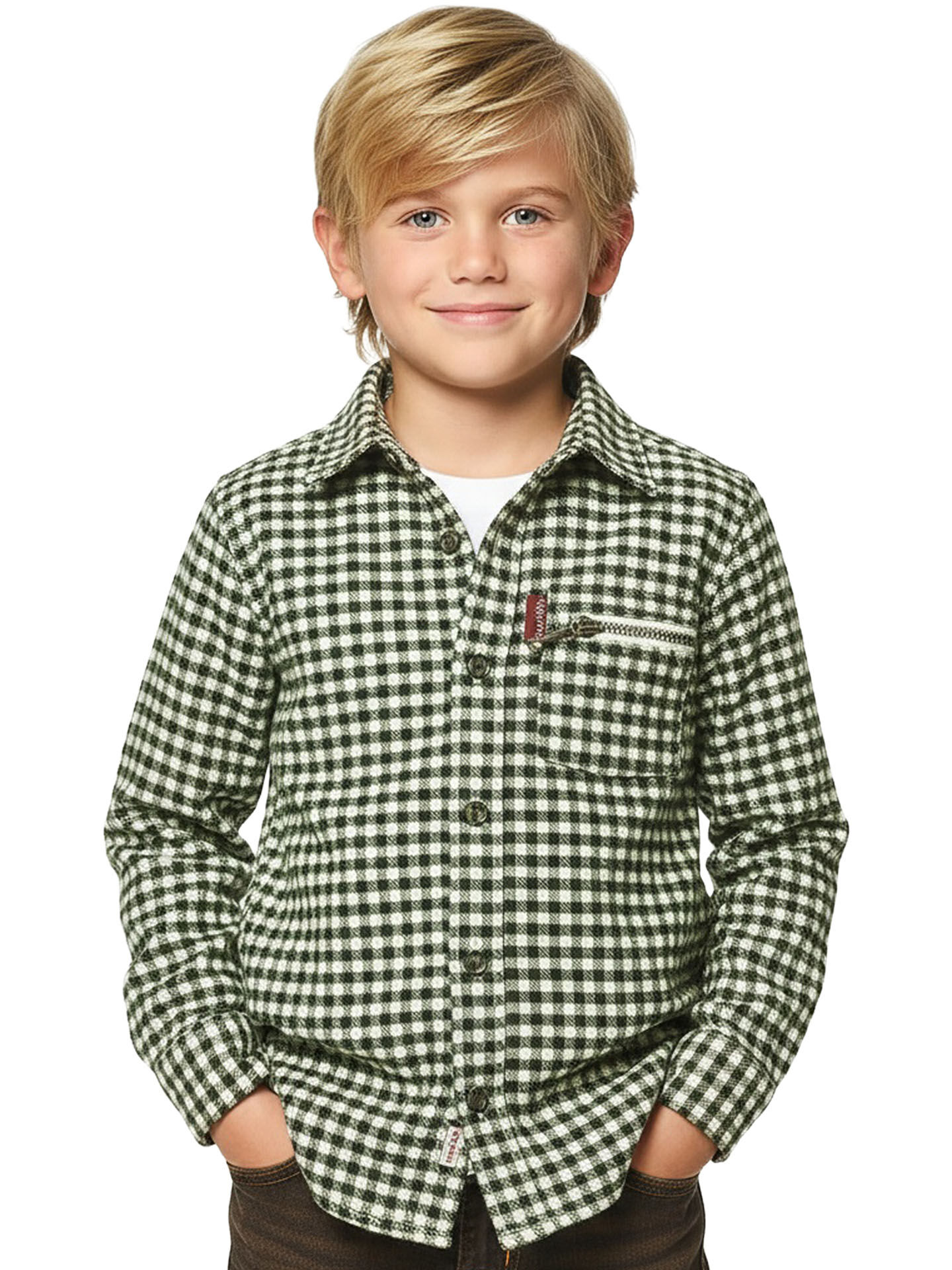 Kinder-Trachtenhemd kariert Grün warmes Flanellhemd Kinder-Trachtenhemd kariert Grün warmes Flanellhemd