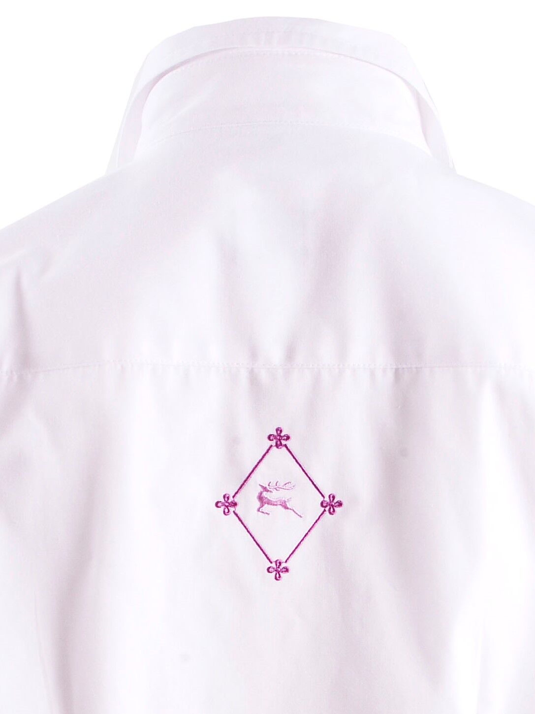Premium Trachtenbluse Damen Langarm Hirsch-Stickerei Weiß-Pink Premium Trachtenbluse Damen Langarm Hirsch-Stickerei Weiß-Pink