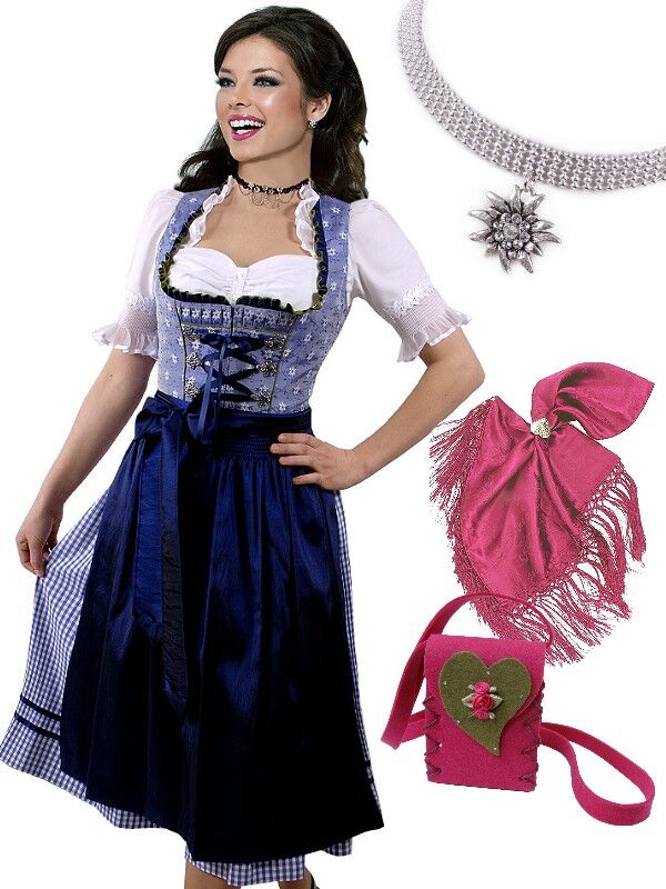 PREMIUM Designer-Dirndl Festtagsdirndl - festliches Midi-Dirndl Blau Marine PREMIUM Designer-Dirndl Festtagsdirndl - festliches Midi-Dirndl Blau Marine