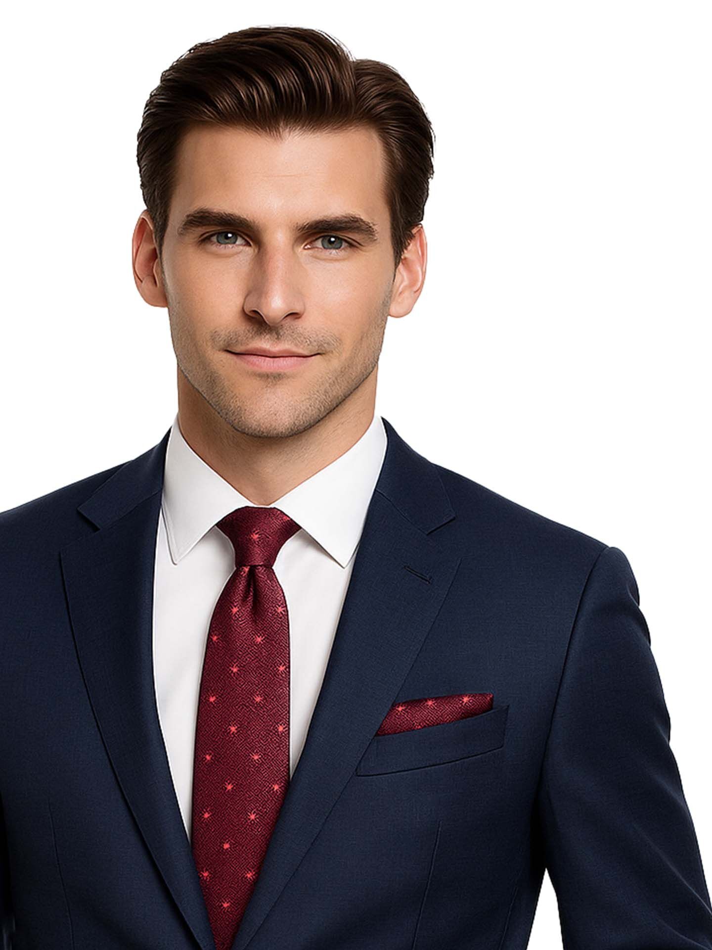 Krawatte Herren 100% Seide - 4-tlg. Set + Einstecktuch + Manschettenknöpfen  Krawatte Herren 100% Seide - 4-tlg. Set + Einstecktuch + Manschettenknöpfen