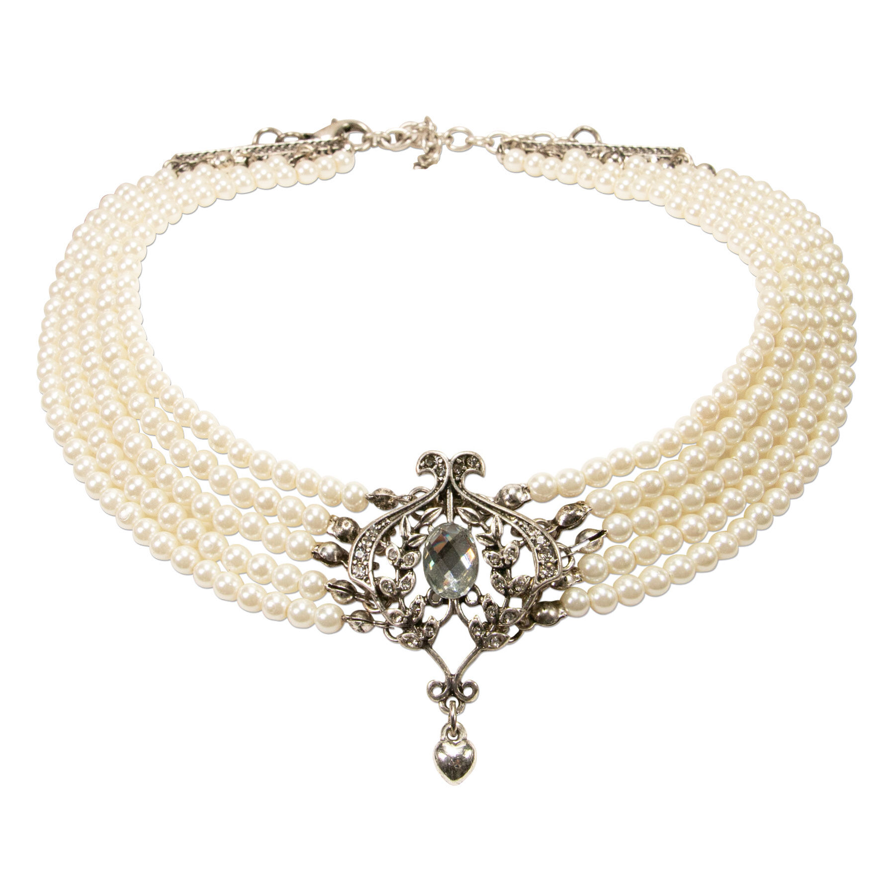 Kropfband Perlen kleine Filigranbrosche Kropfband Perlen kleine Filigranbrosche