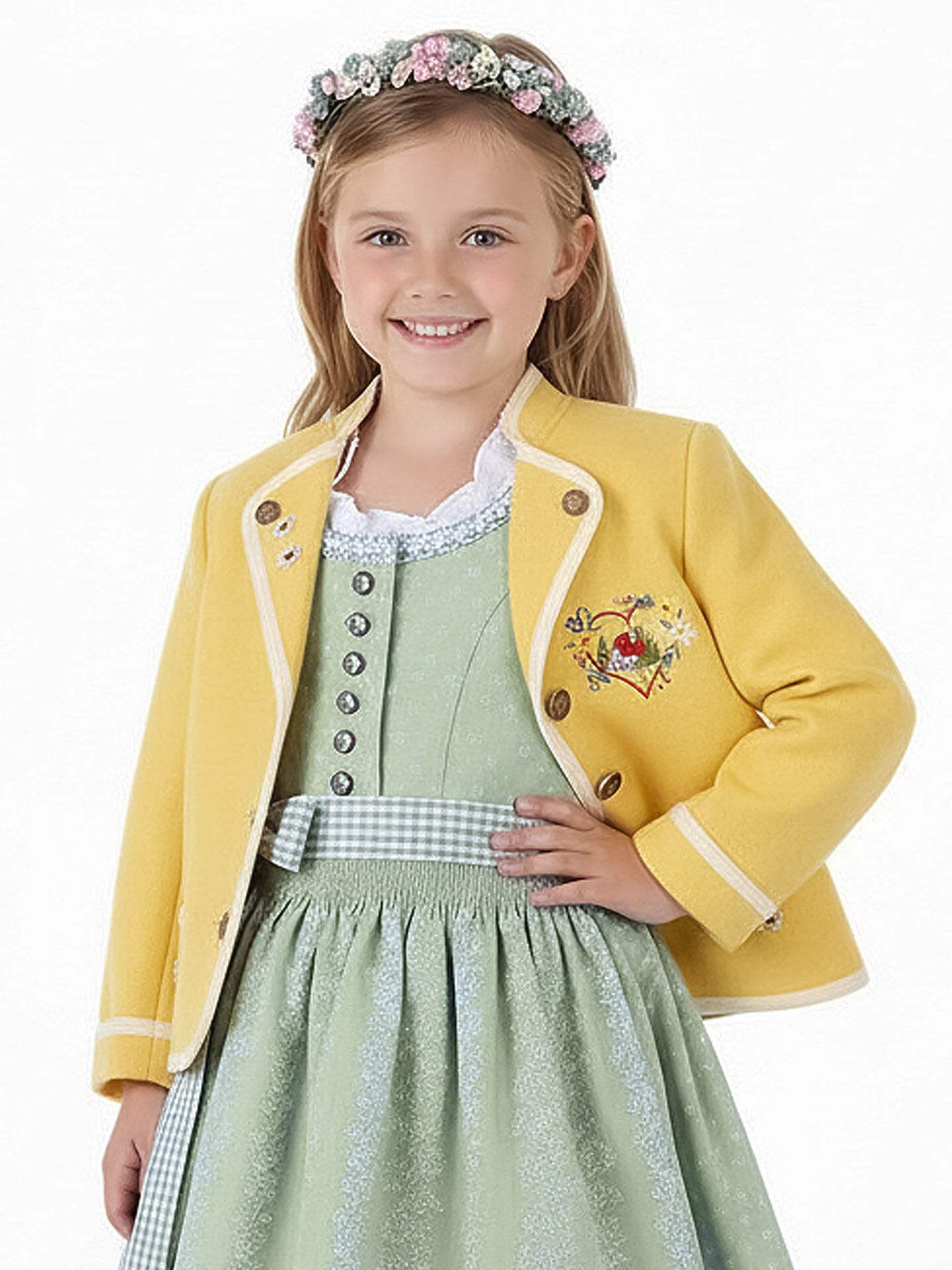 Trachtenjacke Mädchen Madl 100% Merinowolle Gelb