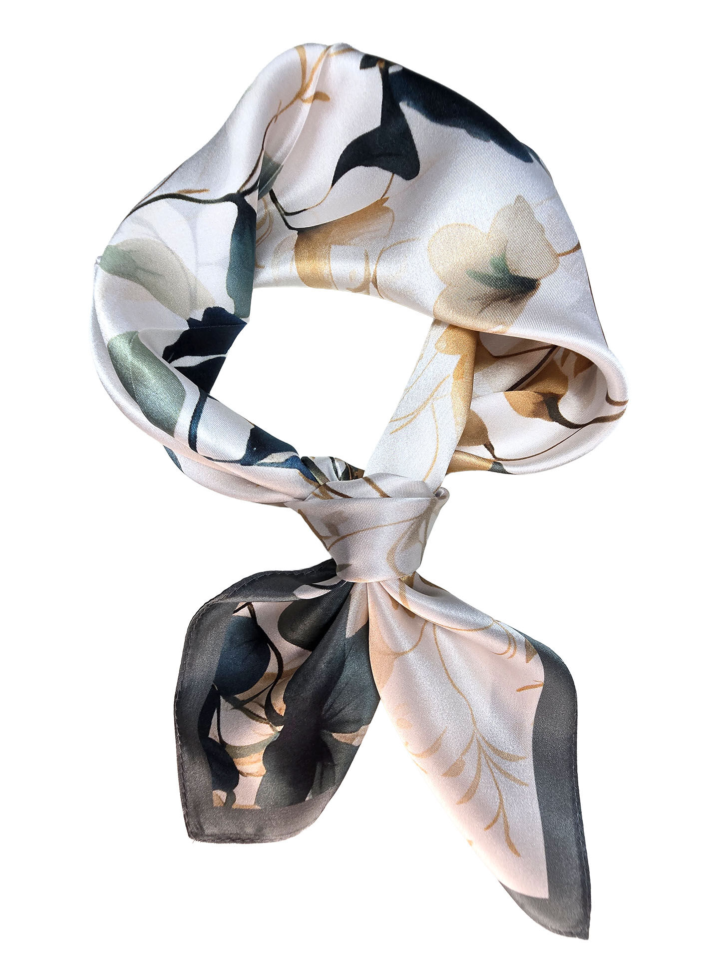 Seidenhalstuch Foliage Damen Nickituch 100% Seide Blau-Weiß
