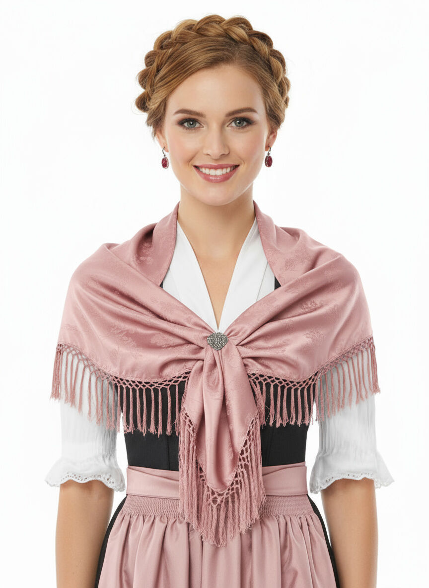 Trachtentuch Dirndltuch Seidentuch 100% Seide Rosa