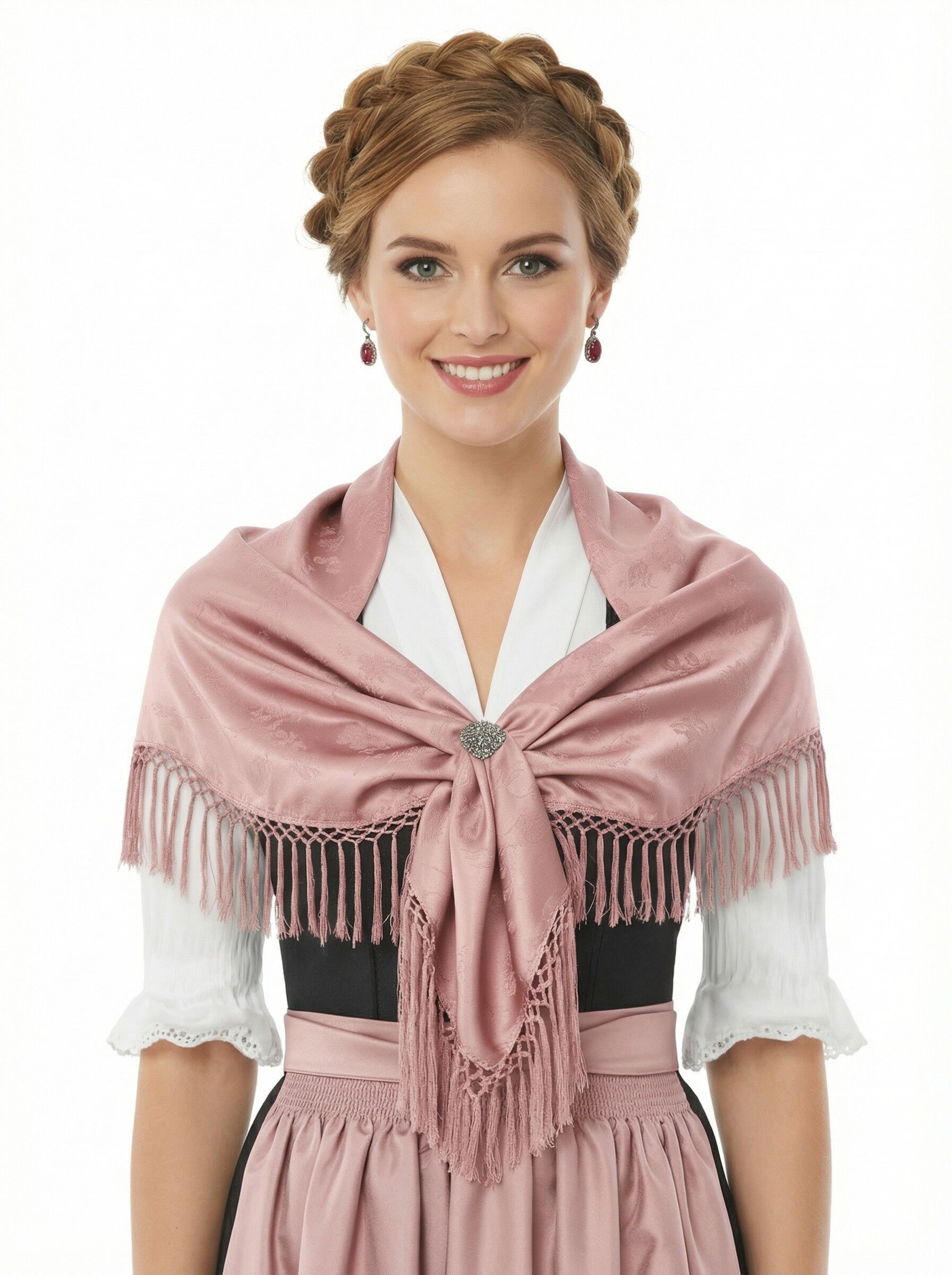 Trachtentuch Dirndltuch Seidentuch 100% Seide Rosa