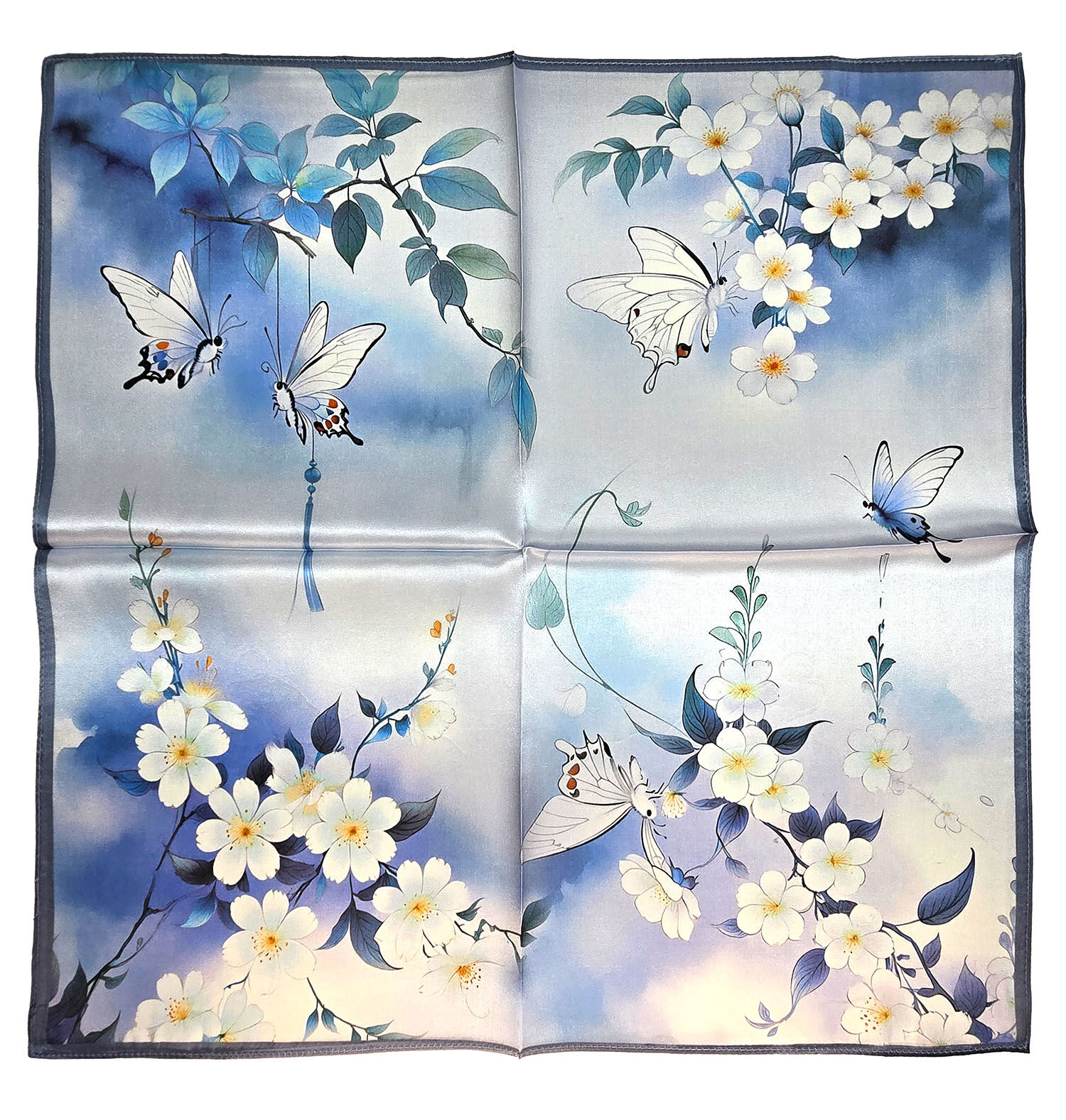 Seidenhalstuch Paradiso Damen Nickituch 100% Seide Hellblau