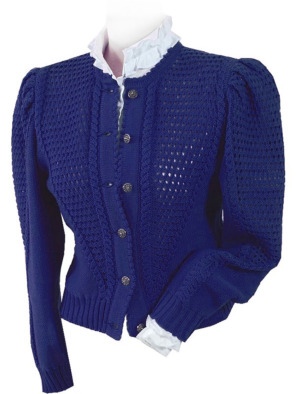 Trachtenstrickjacke Damen Dirndljacke MERINO SCHURWOLLE Blau Royal Trachtenstrickjacke Damen Dirndljacke MERINO SCHURWOLLE Blau Royal