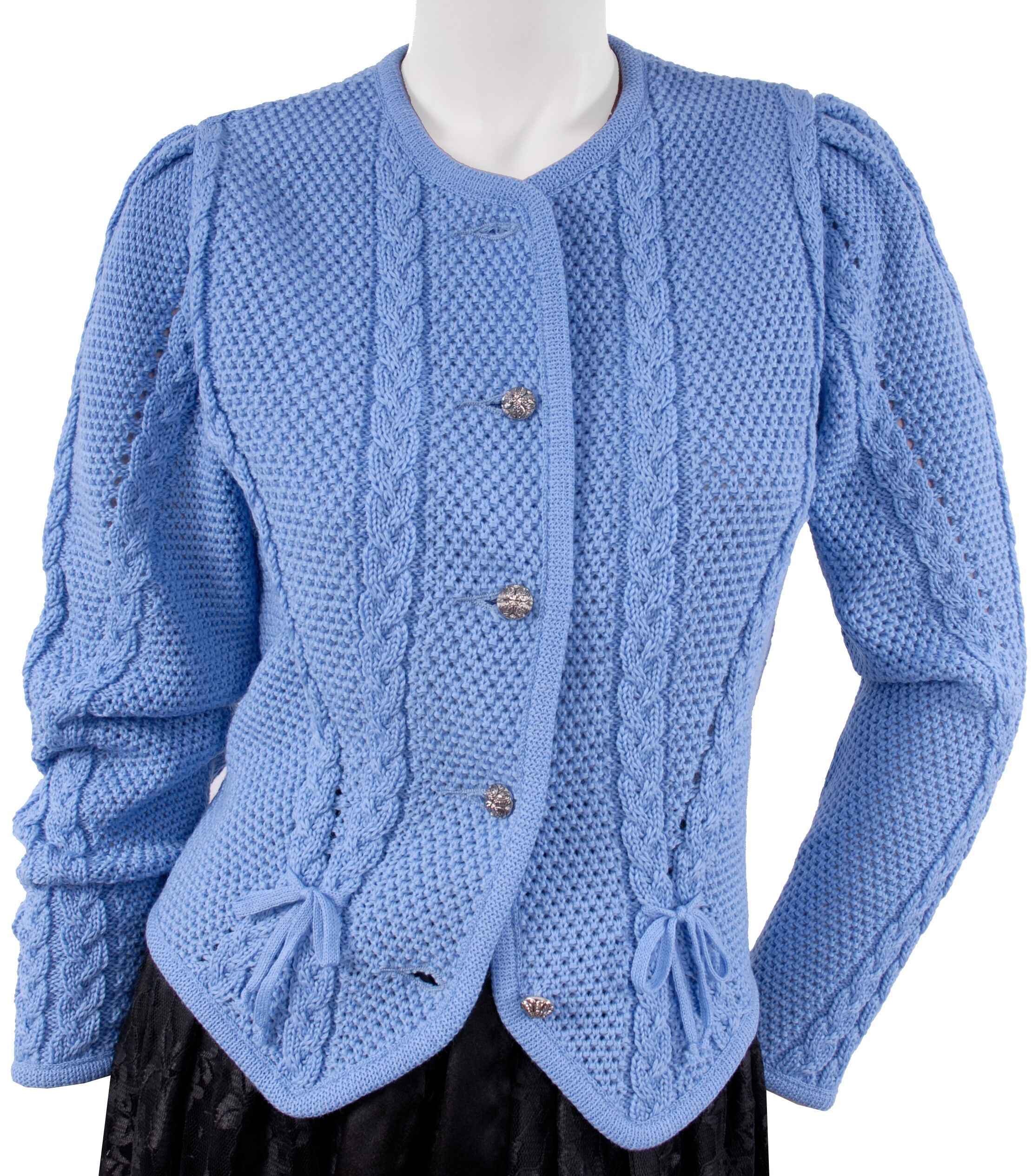 PREMIUM Trachtenstrickjacke Damen Dirndljacke MERINO SCHURWOLLE Blau PREMIUM Trachtenstrickjacke Damen Dirndljacke MERINO SCHURWOLLE Blau