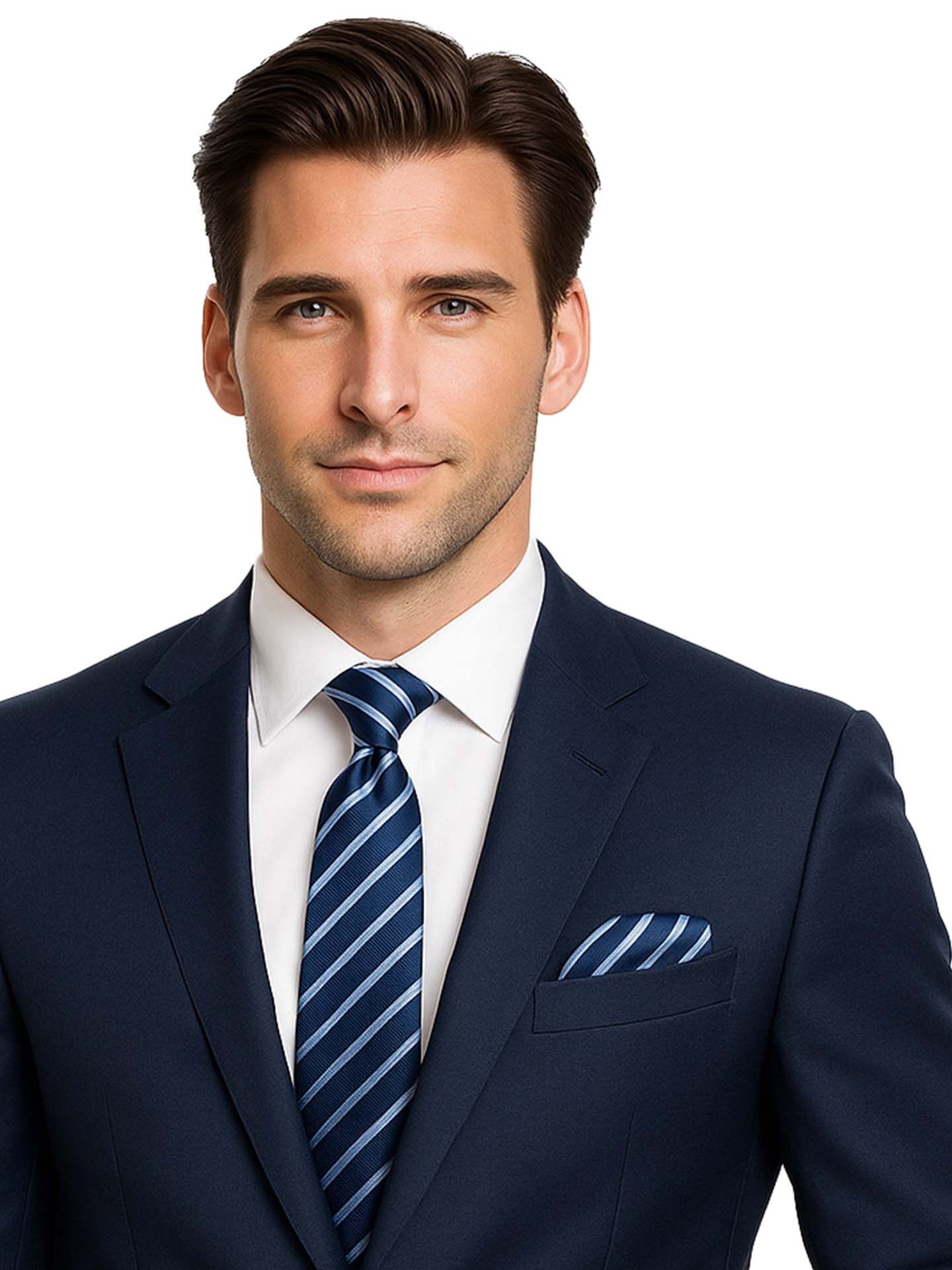 Krawatte Herren 100% Seide Streifen- 4-tlg. Set + Einstecktuch + Manschettenknöpfen Krawatte Herren 100% Seide Streifen- 4-tlg. Set + Einstecktuch + Manschettenknöpfen