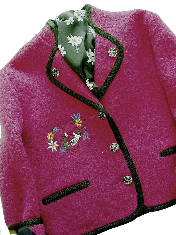 Trachtenjacke Mädchen Madl 100% Merinowolle Rosa Erika