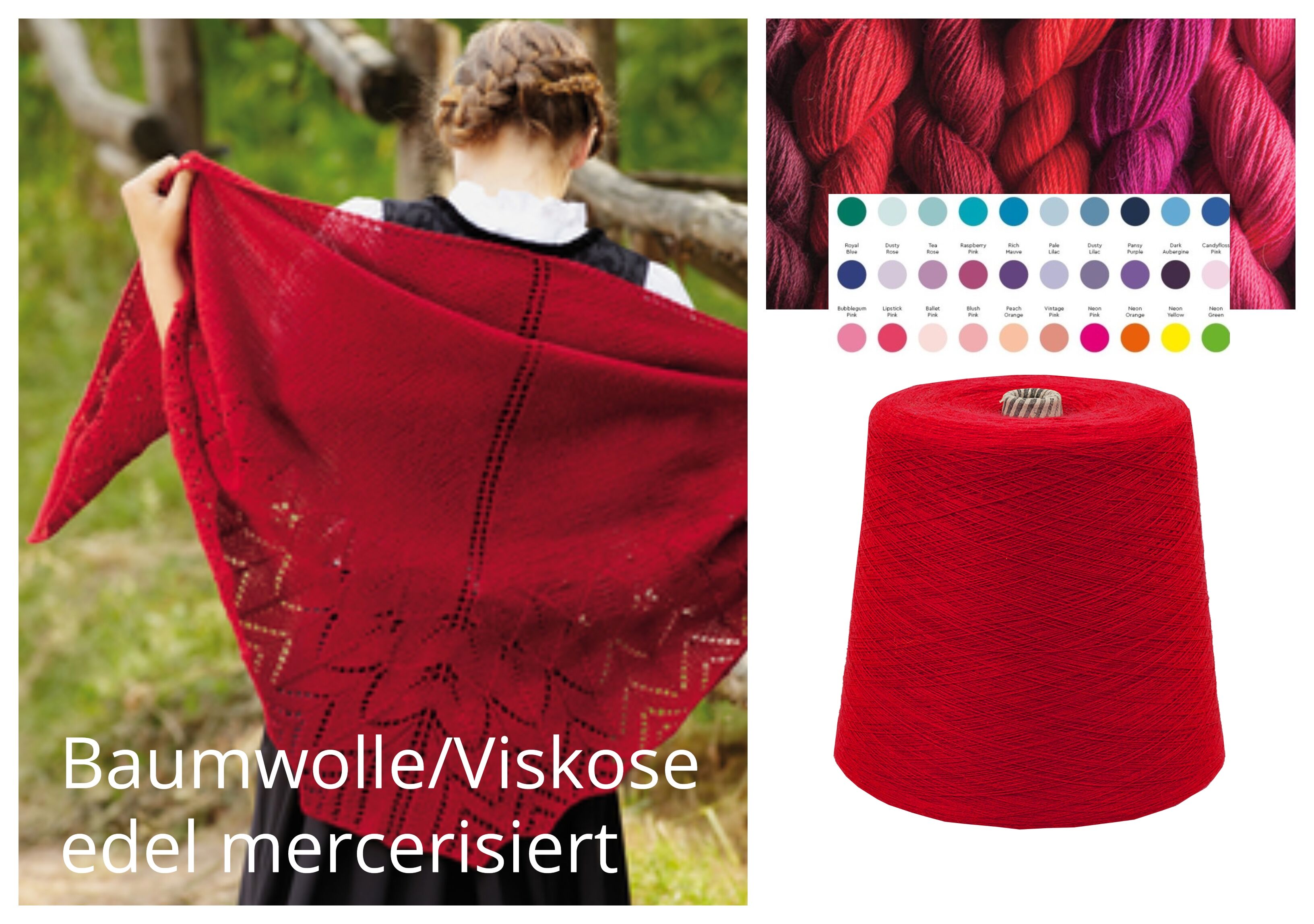 WOLLE zum STRICKEN BAUMWOLLE/VISKOSE Mix 1 KG Konen/1000 Gramm Rot WOLLE zum STRICKEN BAUMWOLLE/VISKOSE Mix 1 KG Konen/1000 Gramm Rot