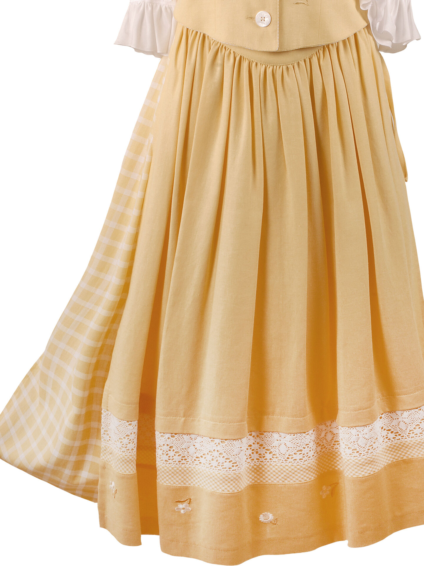 PREMIUM Trachten-Ensemble 3-teilig - Trachtenmieder + Trachtenrock + Trachtenbluse Gelb PREMIUM Trachten-Ensemble 3-teilig - Trachtenmieder + Trachtenrock + Trachtenbluse Gelb