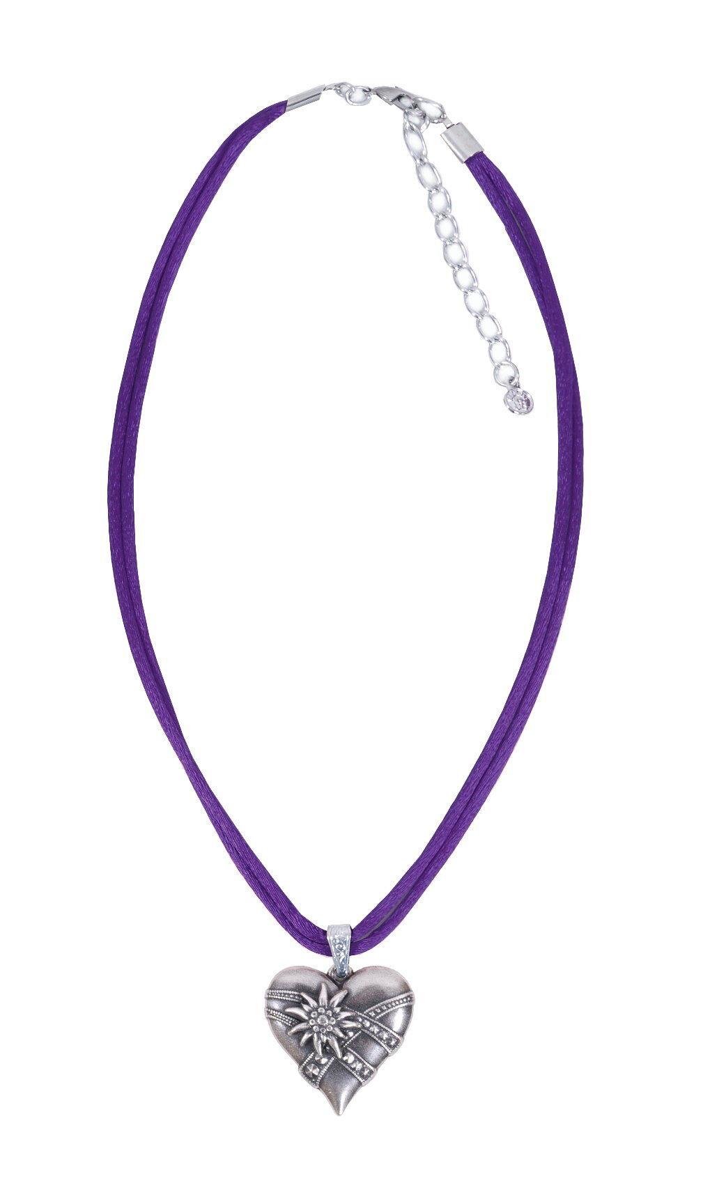 Trachtenkette Herz mit Edelweiß Violett Lila
