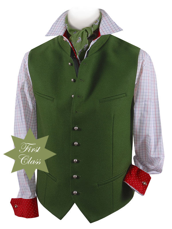 Klassische Trachtenweste Herren Lodenweste Gilet Wolle Grün 100% Schurwolle Klassische Trachtenweste Herren Lodenweste Gilet Wolle Grün 100% Schurwolle