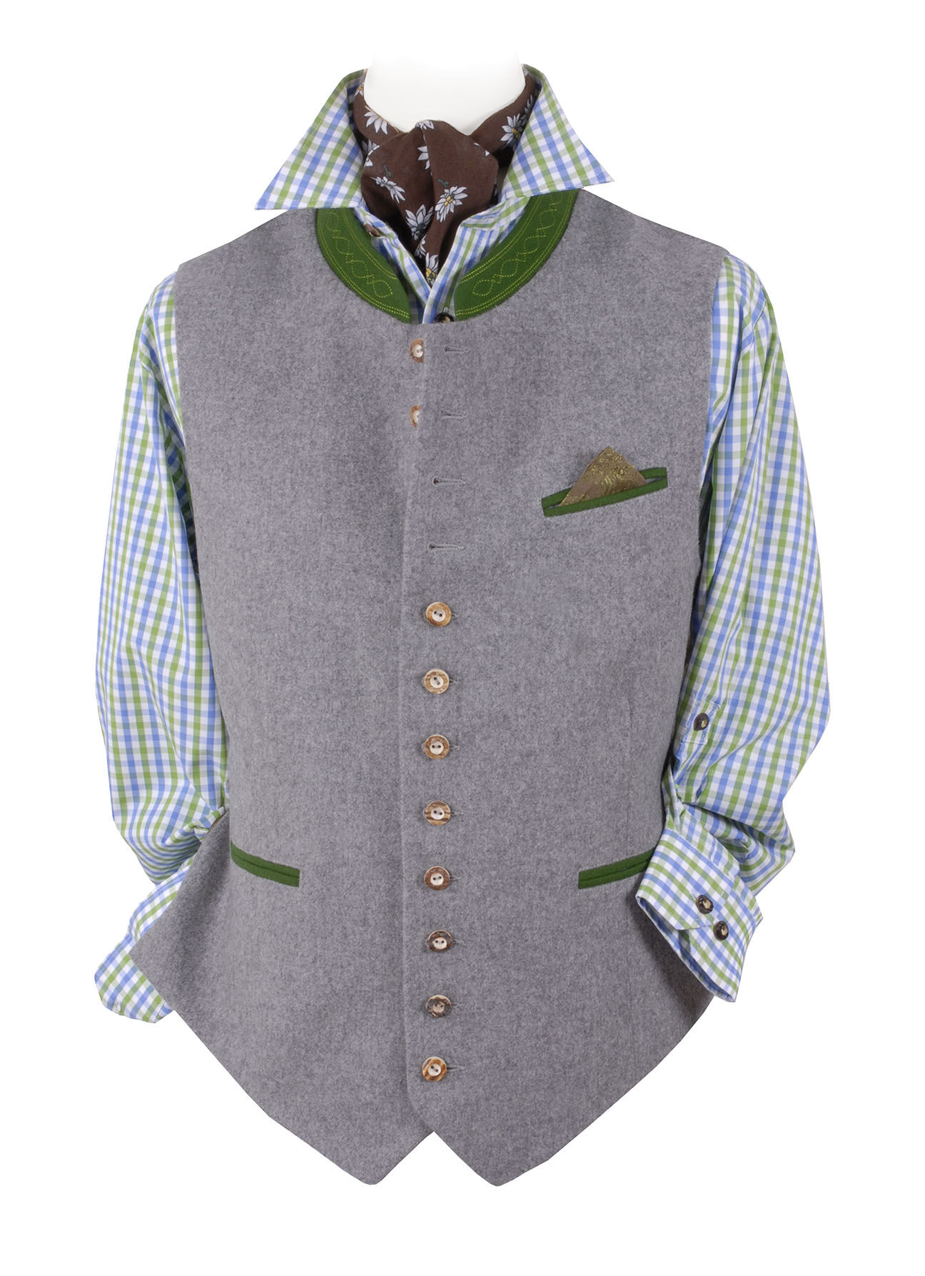 Klassische Trachtenweste Herren Lodenweste Gilet Wolle Hellgrau Klassische Trachtenweste Herren Lodenweste Gilet Wolle Hellgrau