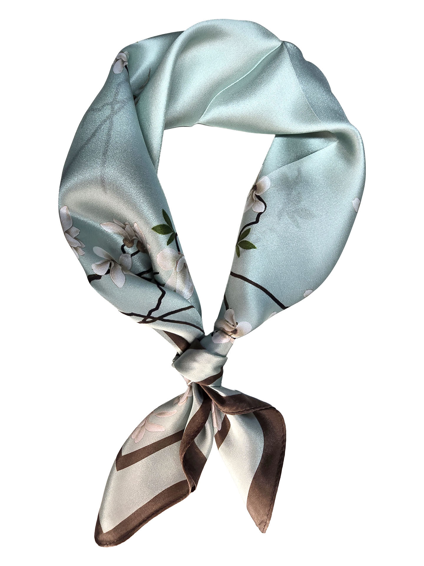 Seidenhalstuch Magnolia Damen Nickituch 100% Seide Hellblau