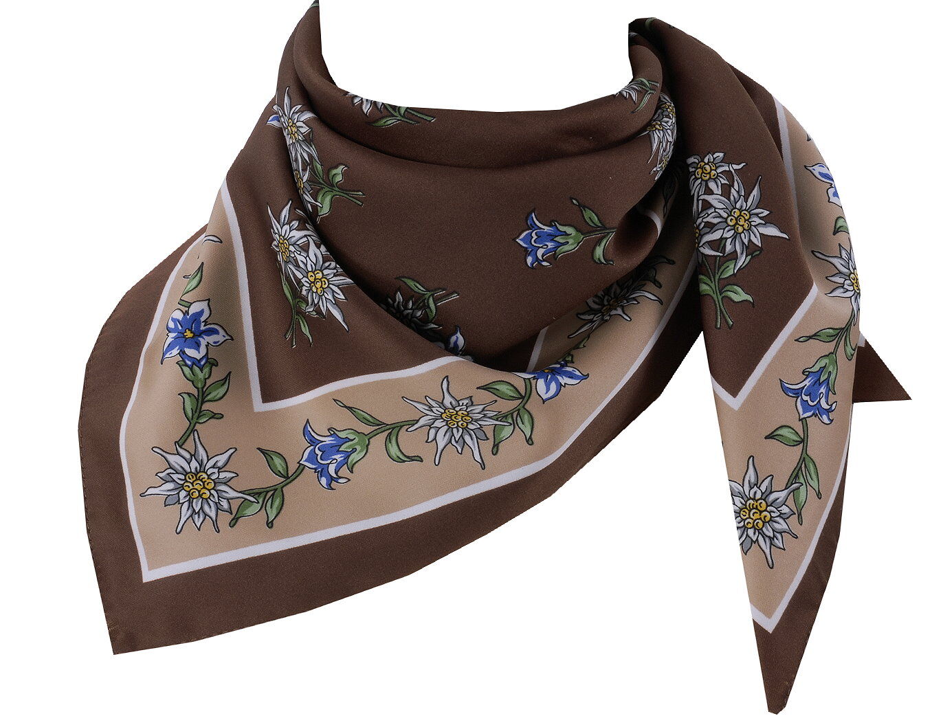Trachtenhalstuch Nickituch Edelweiß Braun-Beige Trachtenhalstuch Nickituch Edelweiß Braun-Beige