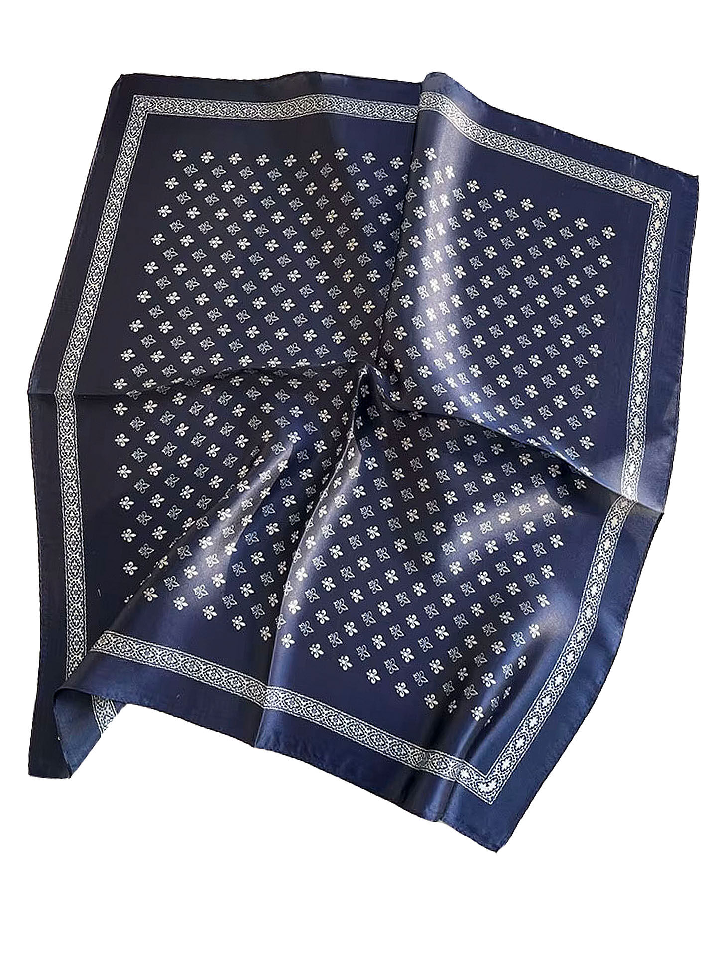 Halstuch klein 53x53 Nickituch im Fleur de Lille-Dessin 100% Seide