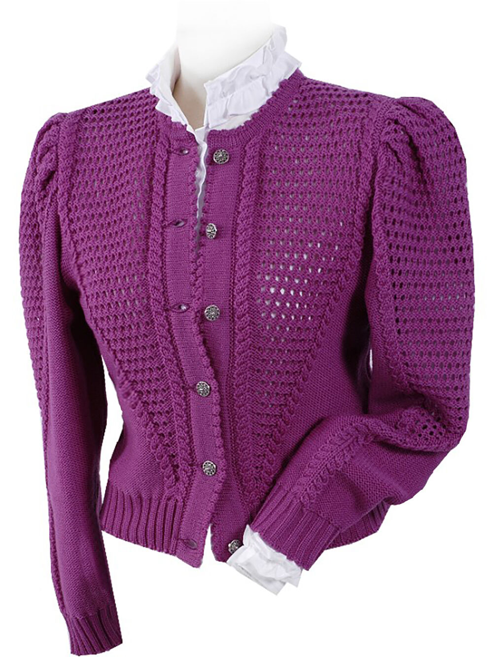 Trachtenstrickjacke Damen Dirndljacke MERINO SCHURWOLLE Violett Cyclam Trachtenstrickjacke Damen Dirndljacke MERINO SCHURWOLLE Violett Cyclam