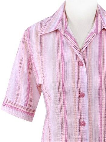Trachtenbluse Damen Kurzarm Lang zur Jeans Rosa Searsucker Trachtenbluse Damen Kurzarm Lang zur Jeans Rosa Searsucker