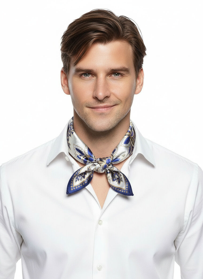 Seidenhalstuch Arosa Damen Herren Nickituch 100% Seide Blau