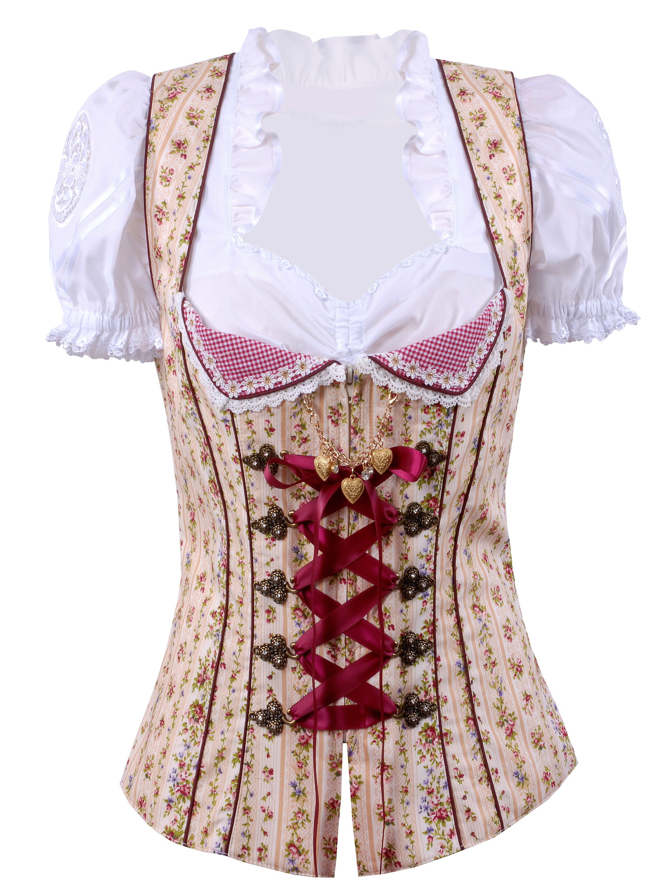 Trachtenmieder Damen Trachten-Corsage Creme Rot Trachtenmieder Damen Trachten-Corsage Creme Rot