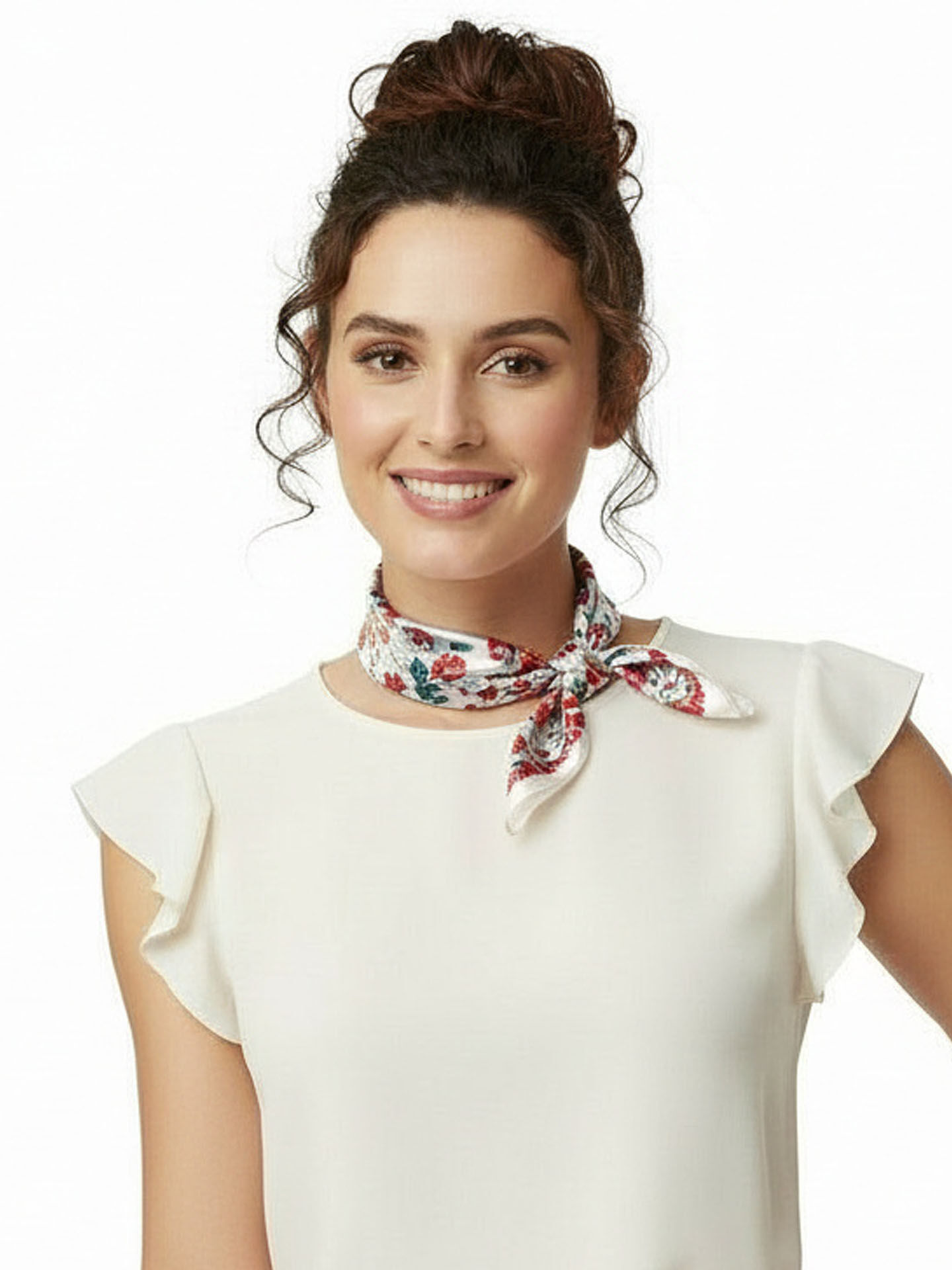 Seidenhalstuch Bavarese Damen Nickituch 100% Seide Blau-Rot