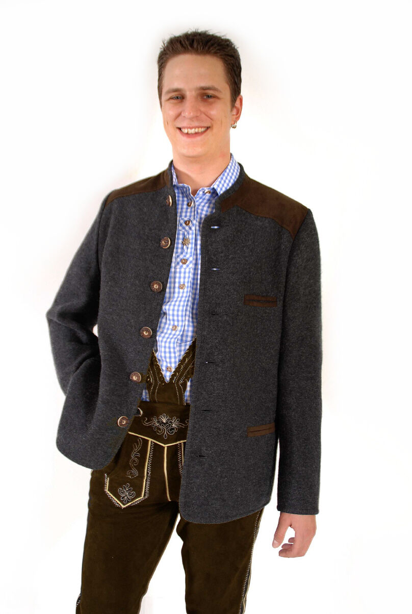 PREMIUM Trachtenjanker Walkjacke Herren Walkjanker Anthrazit 100% Schurwolle PREMIUM Trachtenjanker Walkjacke Herren Walkjanker Anthrazit 100% Schurwolle