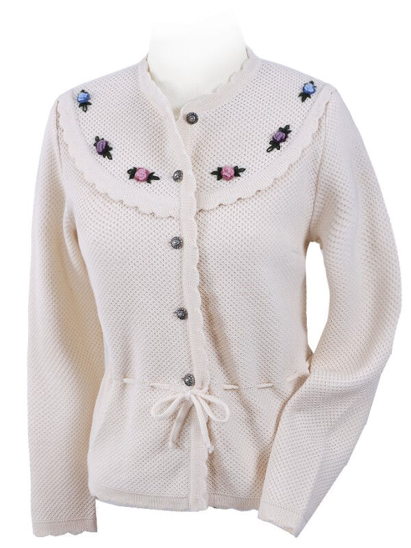 Trachtenstrickjacke Damen Dirndljacke Handbestickt Creme Natur  Trachtenstrickjacke Damen Dirndljacke Handbestickt Creme Natur