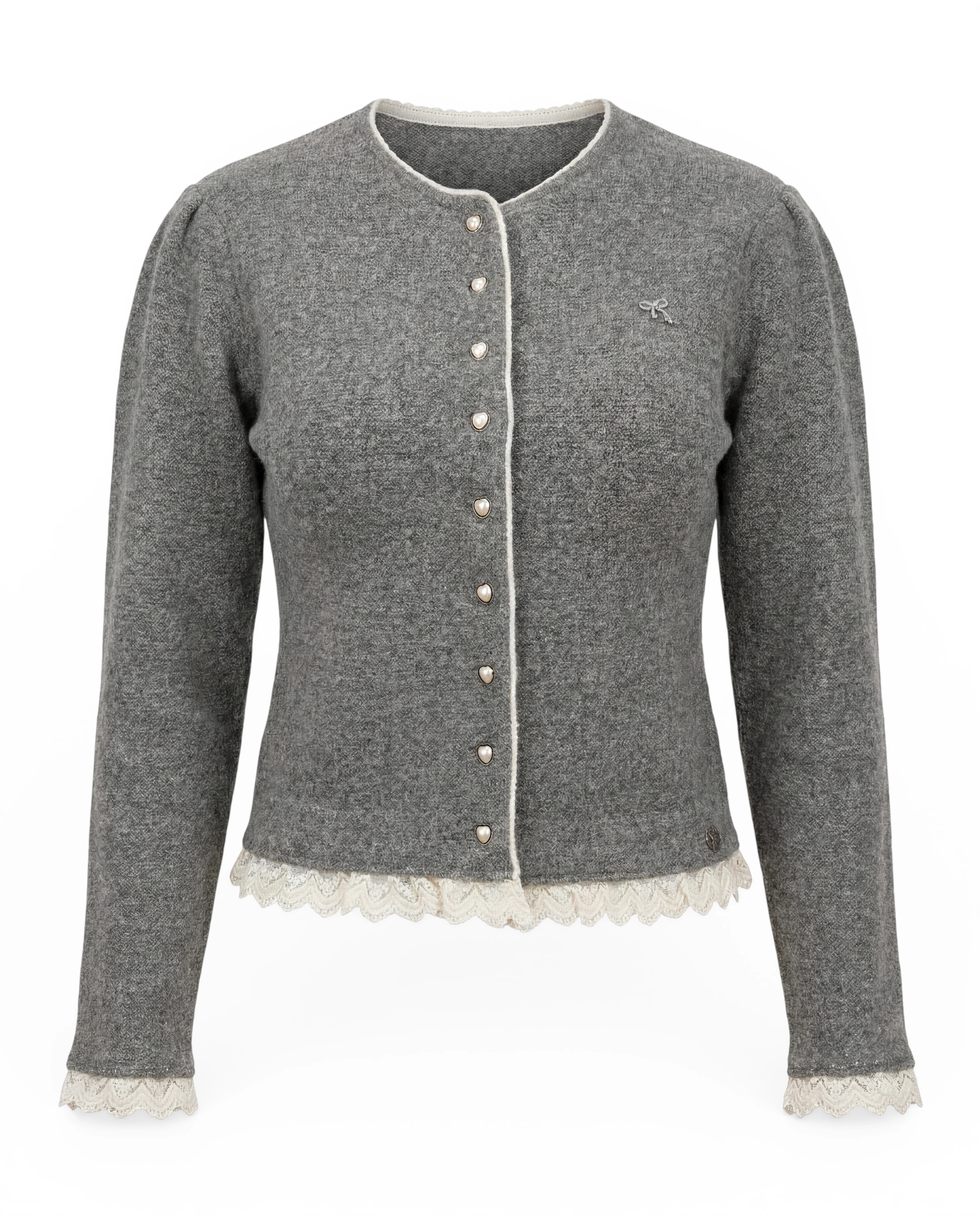 Dirndl-Strickjacke Edda – Elegante Damen Trachtenjacke mit Herzknöpfen