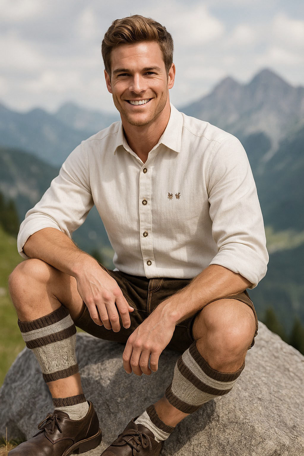 Trachtenstutzen Herren Wadenwärmer Tracht Loferl zur Lederhose Beige-Braun Trachtenstutzen Herren Wadenwärmer Tracht Loferl zur Lederhose Beige-Braun