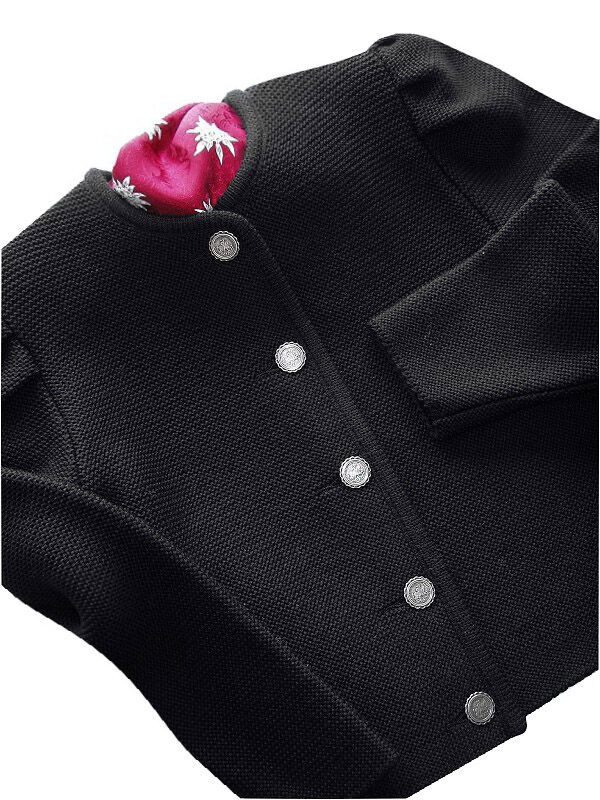 Trachtenjacke Mädchen Madl 100% Merinowolle Links-Links Schwarz