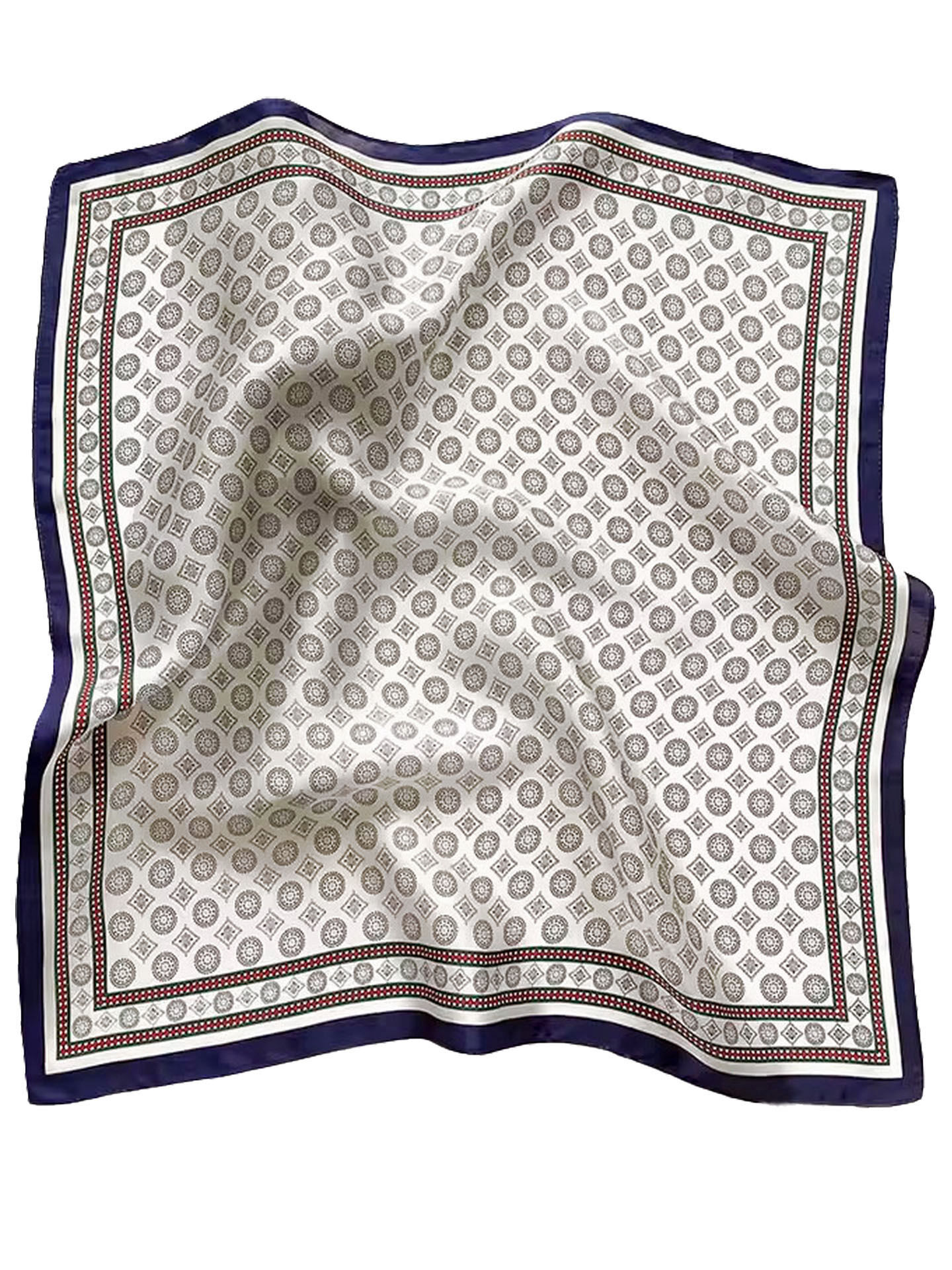 Trachtenhalstuch Seidentuch Nickituch 53x53 100% Seide Creme Blau