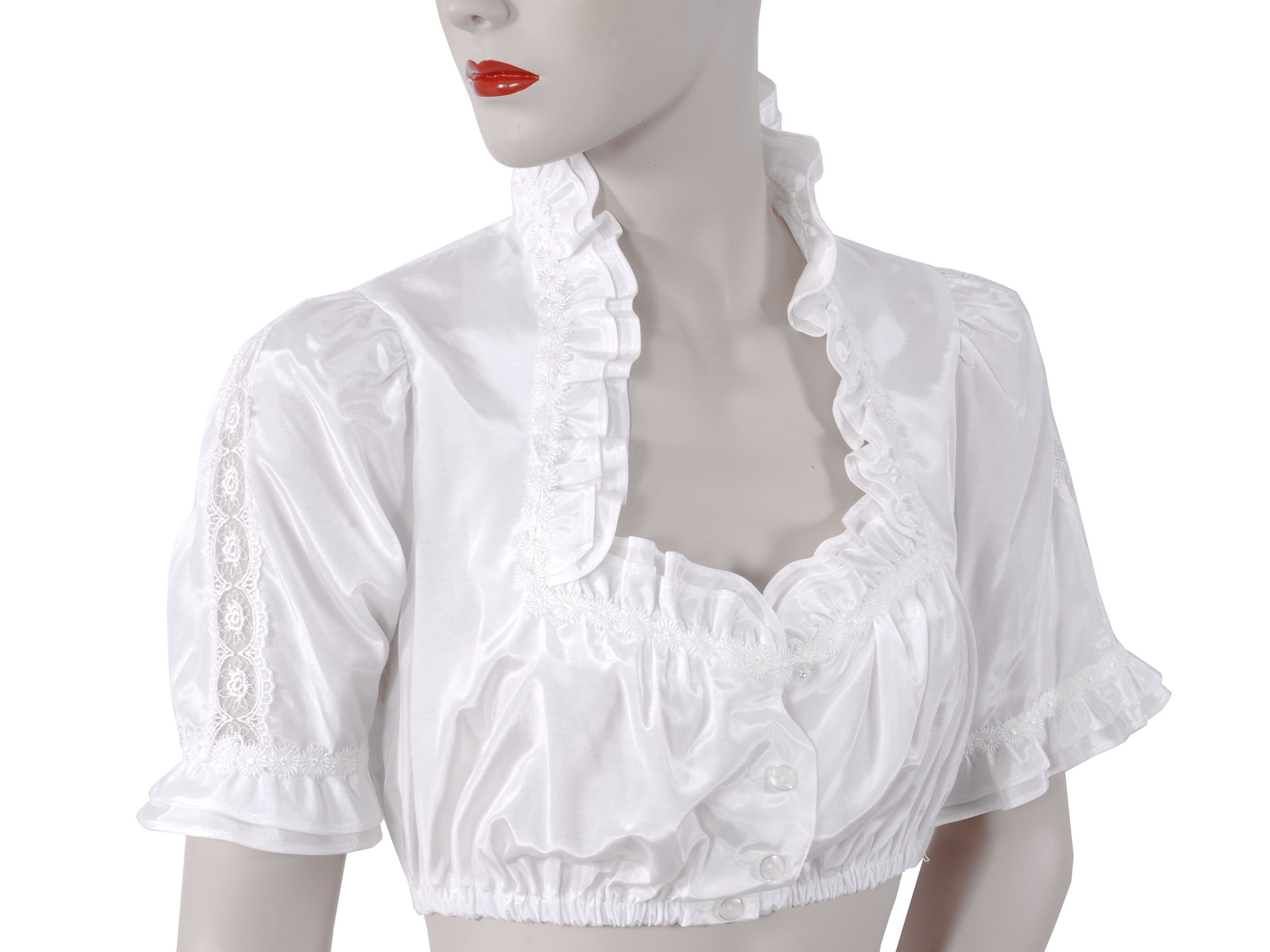Dirndlbluse Damen festlich Schneewittchen-Kragen Spitze Kurzarm Creme Dirndlbluse Damen festlich Schneewittchen-Kragen Spitze Kurzarm Creme