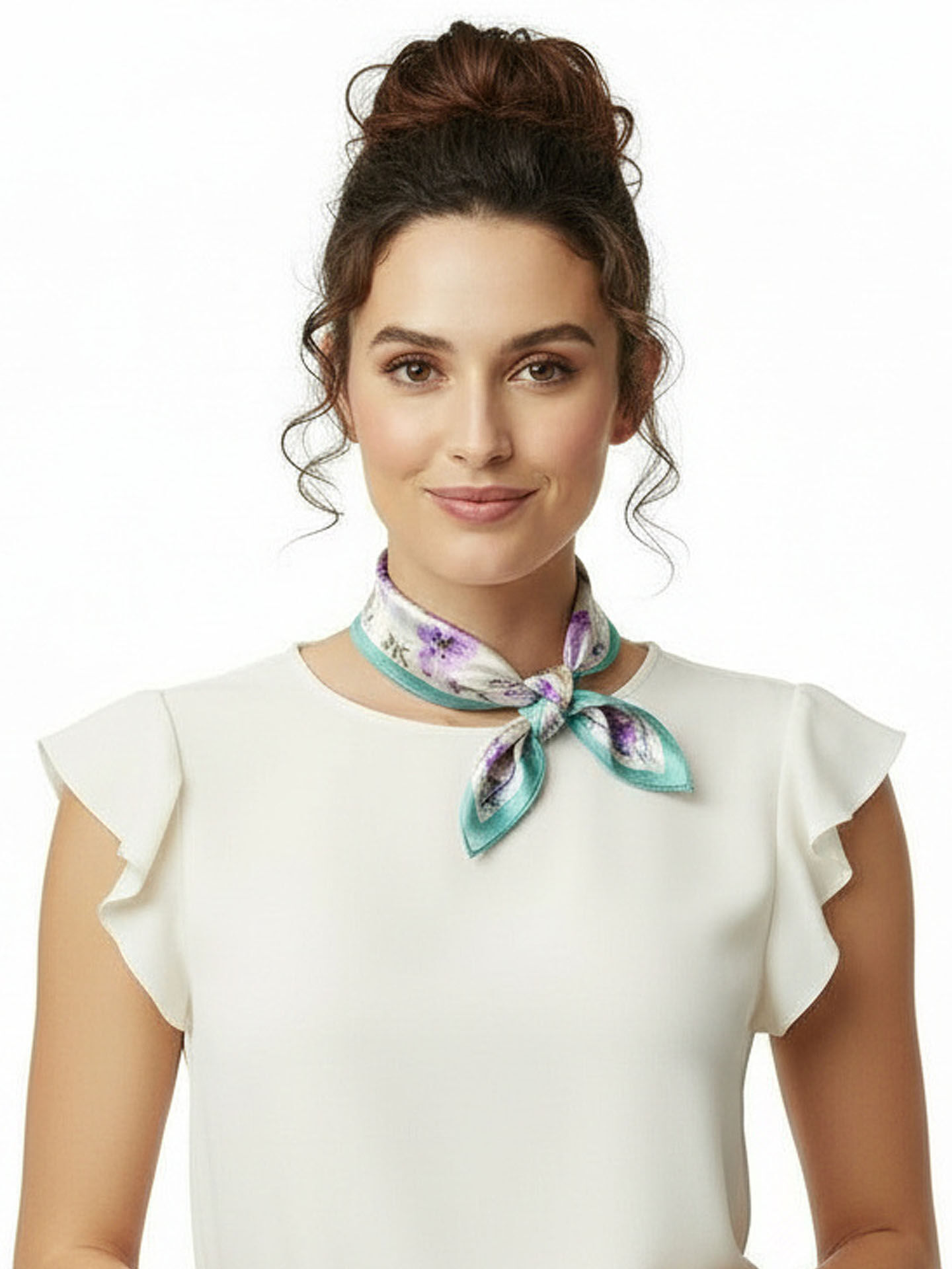 Seidenhalstuch Hibiskus Damen Nickituch 100% Seide Violett