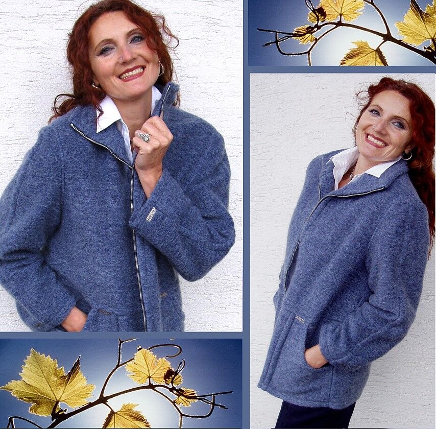 PREMIUM Trachtenjanker Mohair Outdoor-Jacke Damen Anthrazit + Blau PREMIUM Trachtenjanker Mohair Outdoor-Jacke Damen Anthrazit + Blau