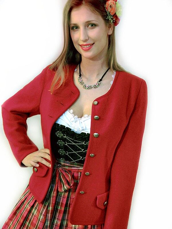 PREMIUM Trachtenjacke Damen Walkjanker SCHURWOLLE Rot PREMIUM Trachtenjacke Damen Walkjanker SCHURWOLLE Rot