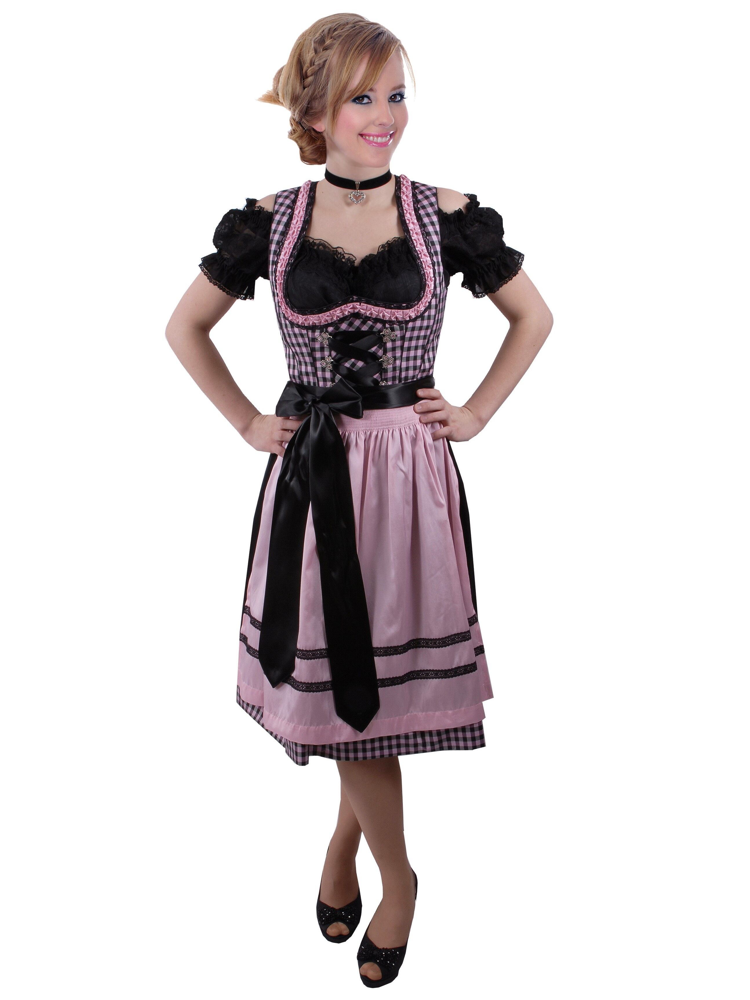 Mini-Dirndl kurzes Dirndl Schwarz/Rosa Mini-Dirndl kurzes Dirndl Schwarz/Rosa
