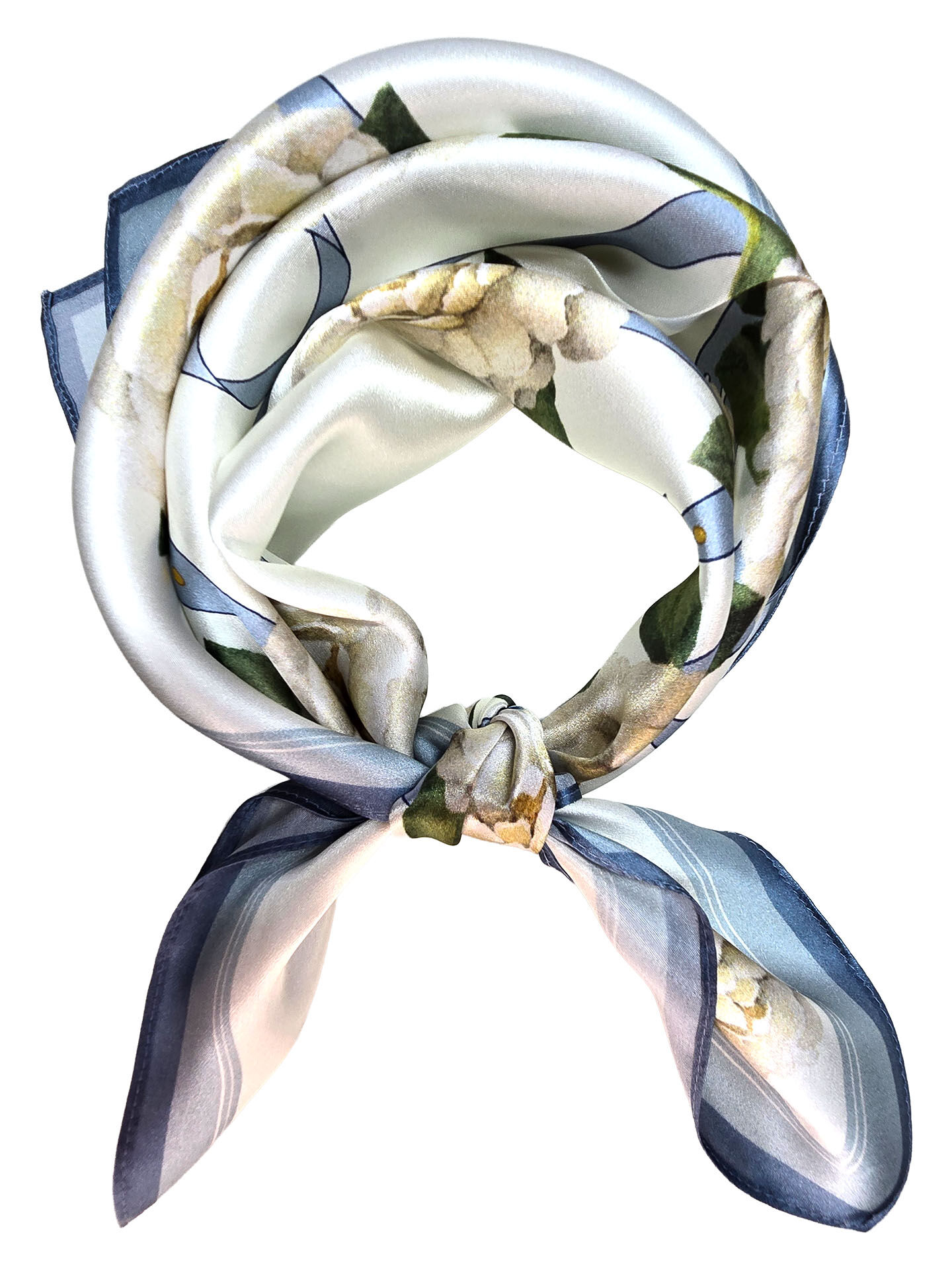 Seidenhalstuch Rosengarten Damen Nickituch 100% Seide Blau