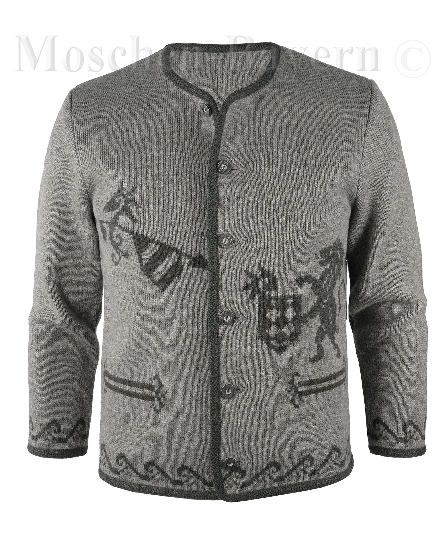 PREMIUM Trachtenstrickjacke Herren 100% Schurwolle Trachtenjanker Grau + Braun PREMIUM Trachtenstrickjacke Herren 100% Schurwolle Trachtenjanker Grau + Braun