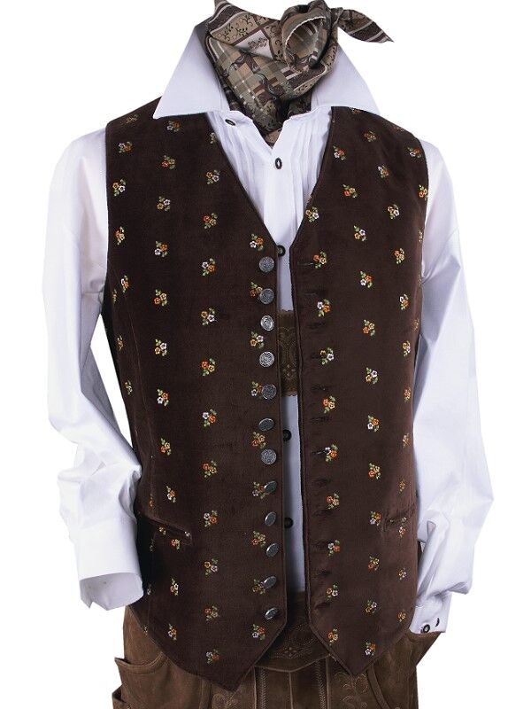 Trachtenweste Herren Samtweste Gilet Samt Braun bestickt Trachtenweste Herren Samtweste Gilet Samt Braun bestickt